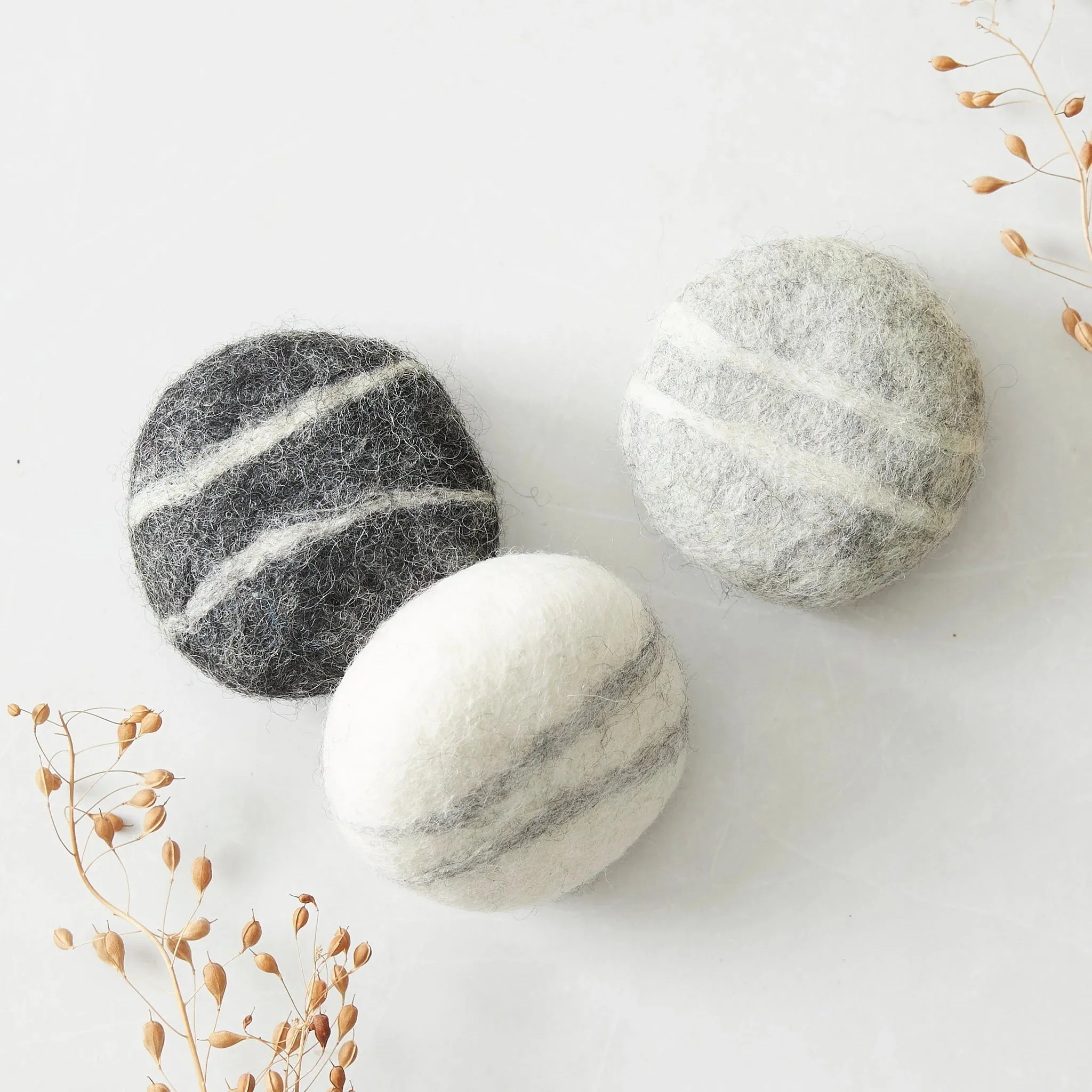 BHITRA Eco Natural Wool Felted Soap Marble - Dark Grey
