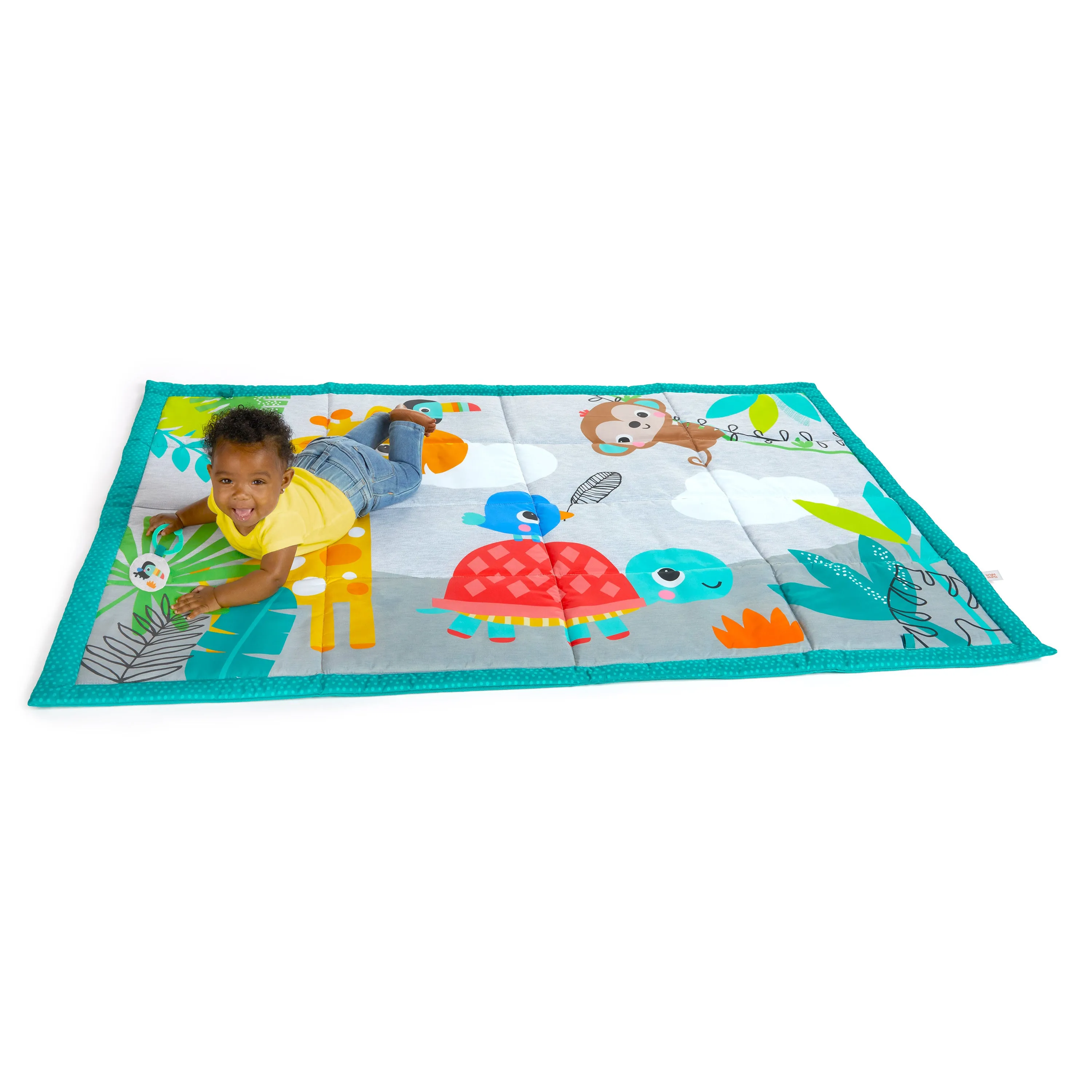Bright Starts Roam About Jumbo Plush Baby Activity Play Mat, Foldable and Machine Washable - Newborn and up