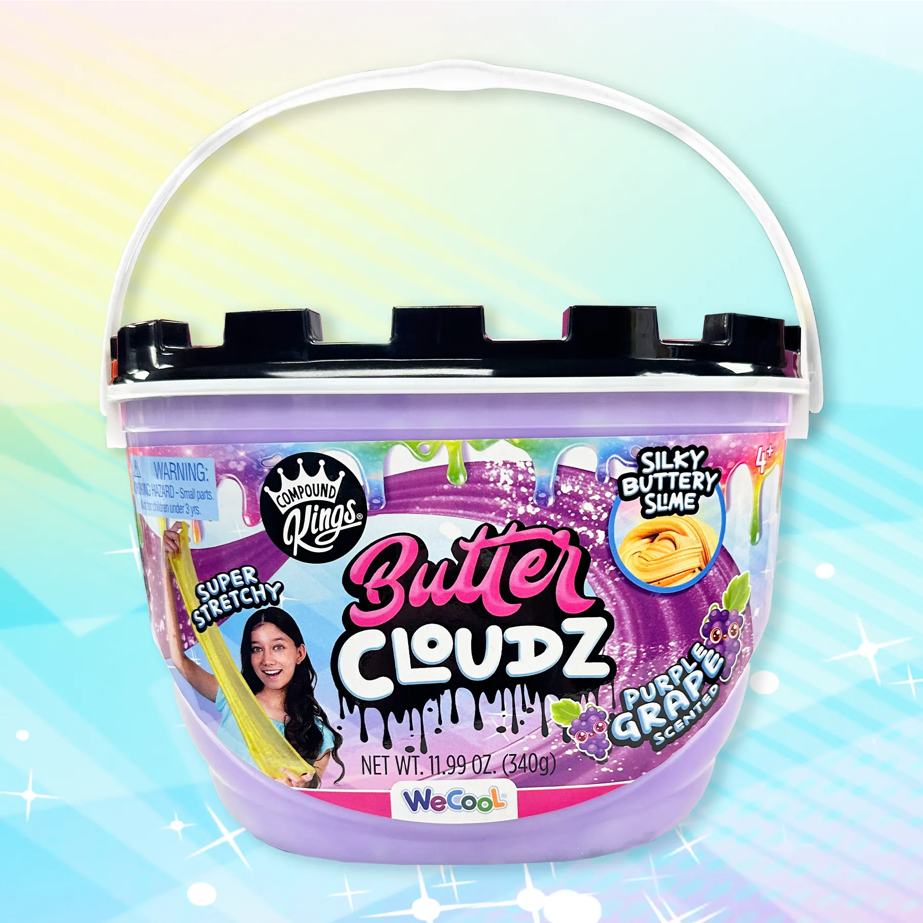 COMPOUND KINGS Fluffy Butter Cloudz Compound Bucket For Girls & Boys | Sensory Toys | Non-Toxic & Non-Sticky | Stress Relieving Tactile | (Purple Grape)