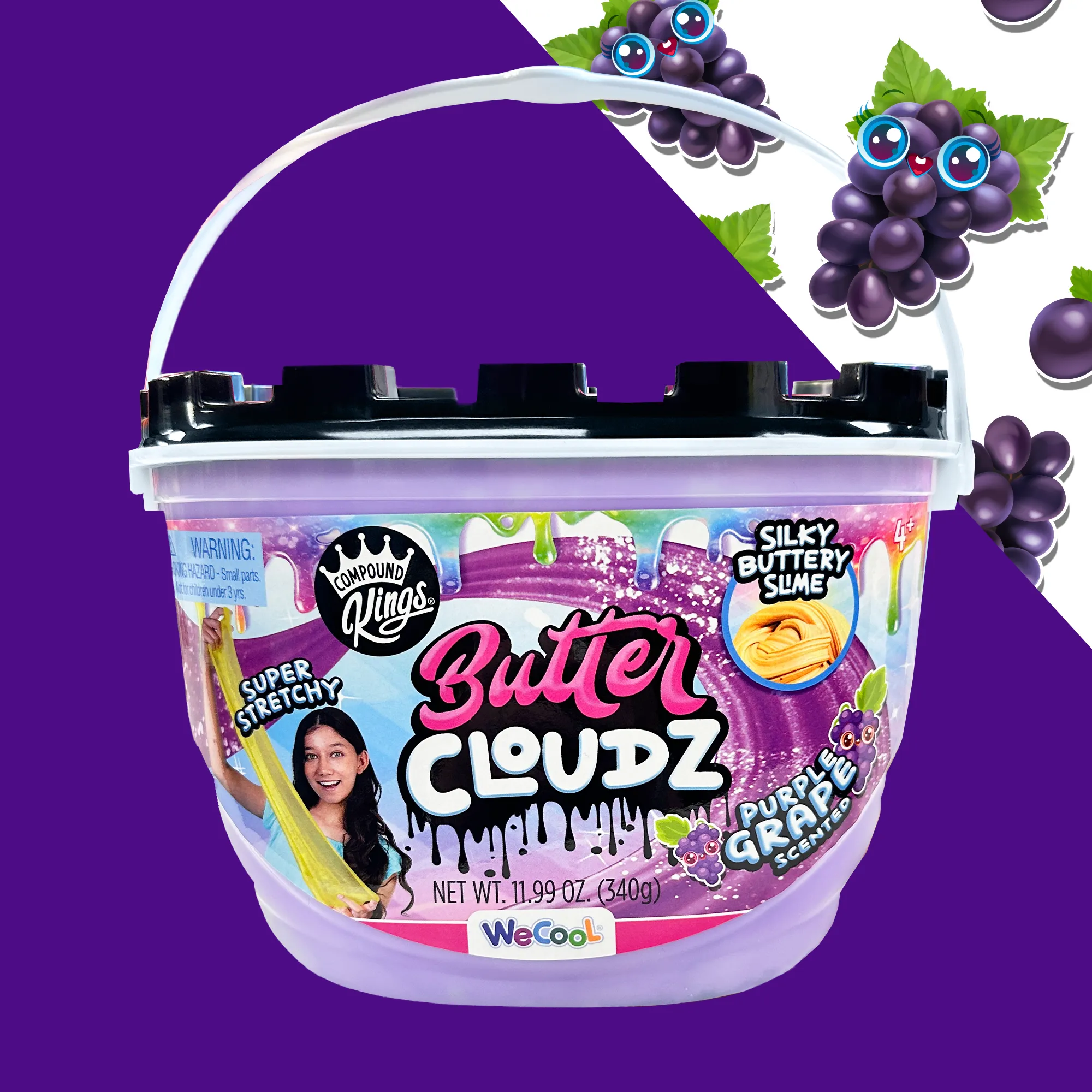 COMPOUND KINGS Fluffy Butter Cloudz Compound Bucket For Girls & Boys | Sensory Toys | Non-Toxic & Non-Sticky | Stress Relieving Tactile | (Purple Grape)