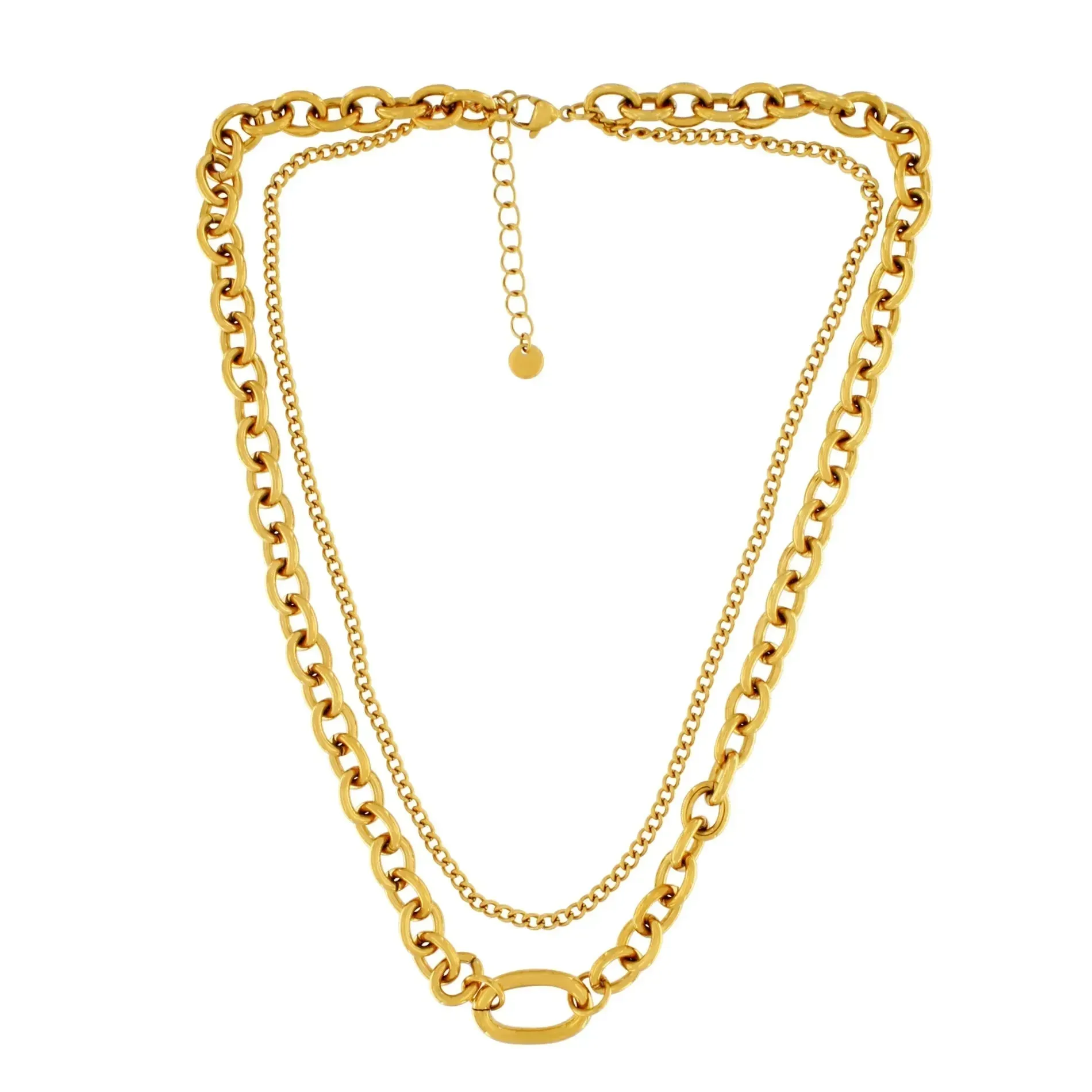 Courage Waterproof Pre Layered Chunky Necklace 18 Carat Gold
