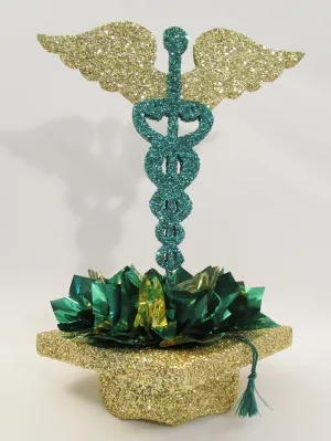 Grad cap & Caduceus Centerpiece