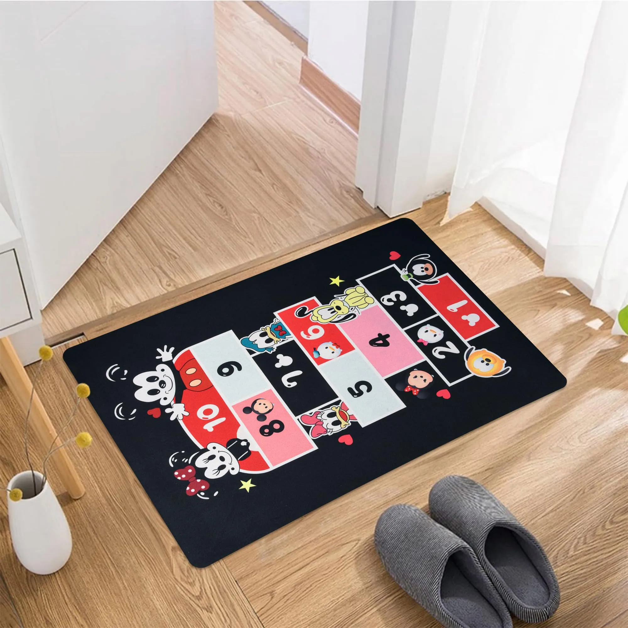 Kuber Industries Disney Mickey Teams Bathmat | Anti Skid Bathroom Mat | Rubber, Polyester Floor Mat for Home | Quick-Drying Non-Slip Bathroom Rug | HY021 | Black