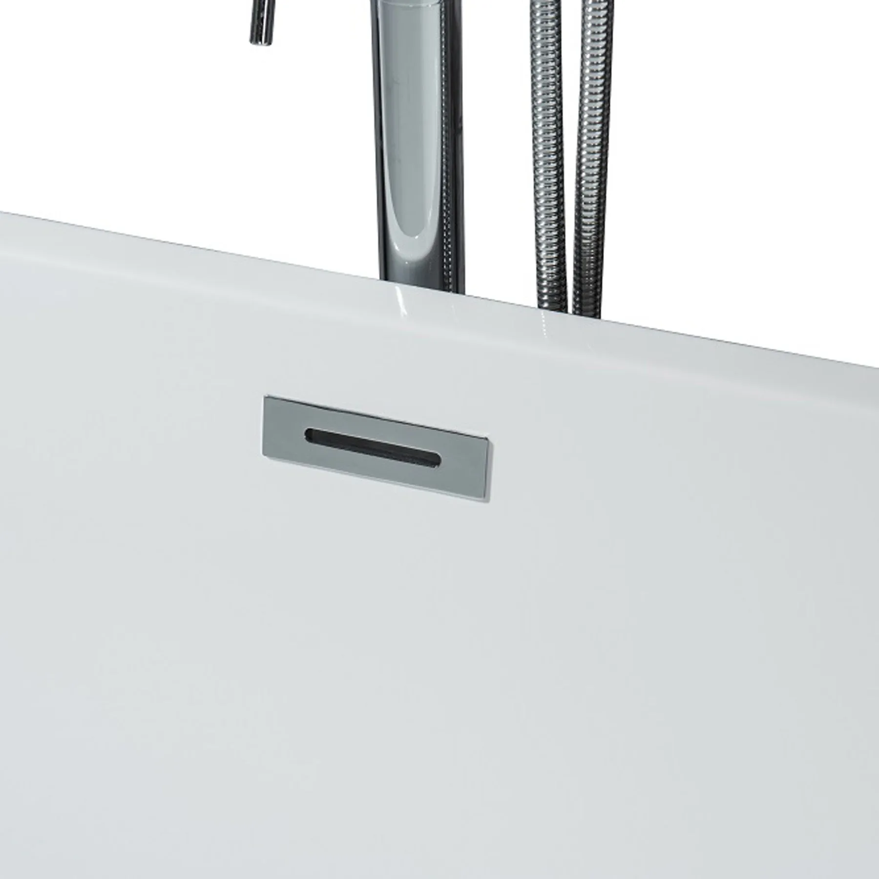 Lure 67 In. Oval Acrylic Freestanding Soaking Bathtub in Glossy White With Chrome Drain