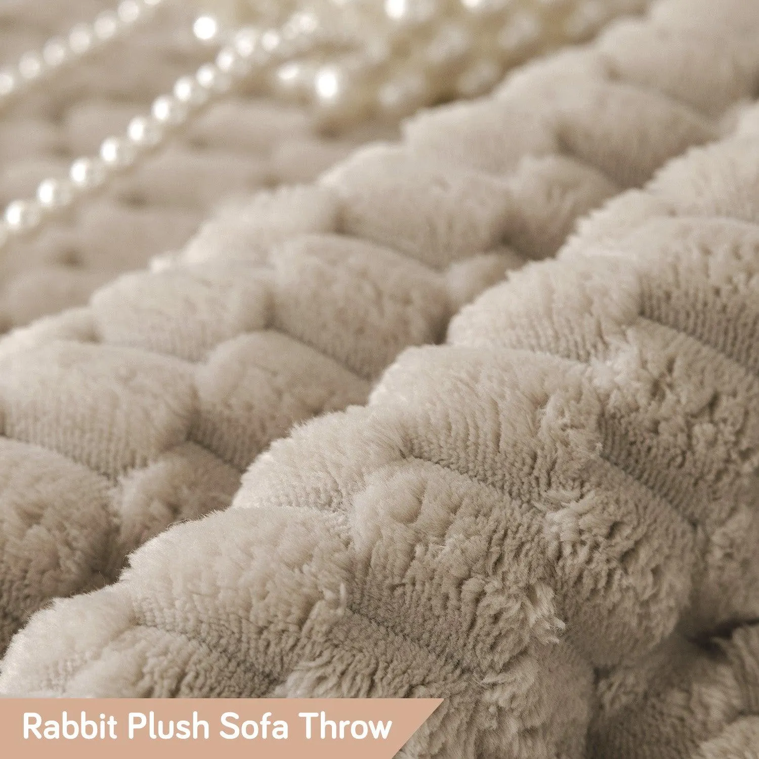 Luxury Rabbit Plush Sofa Blanket Throw, Sand Brown