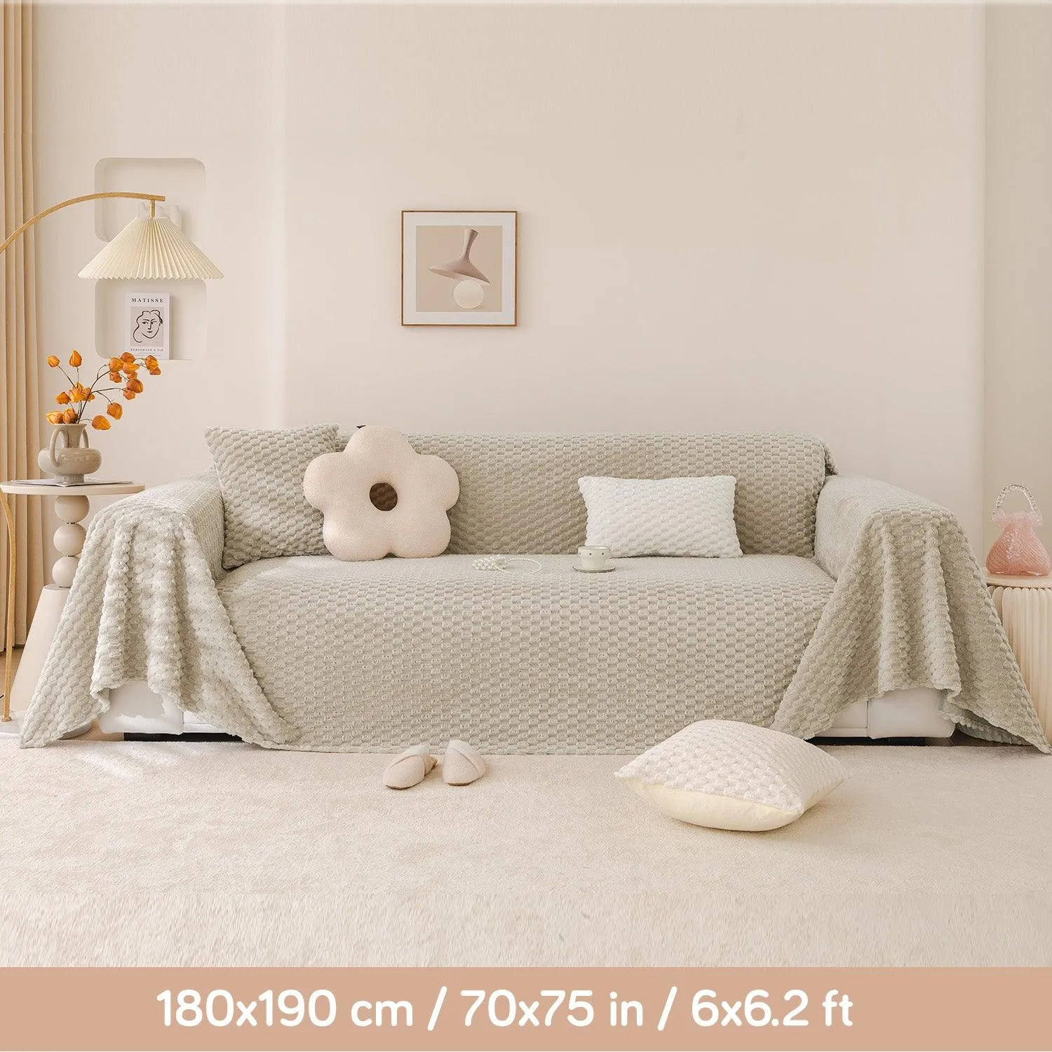 Luxury Rabbit Plush Sofa Blanket Throw, Sand Brown