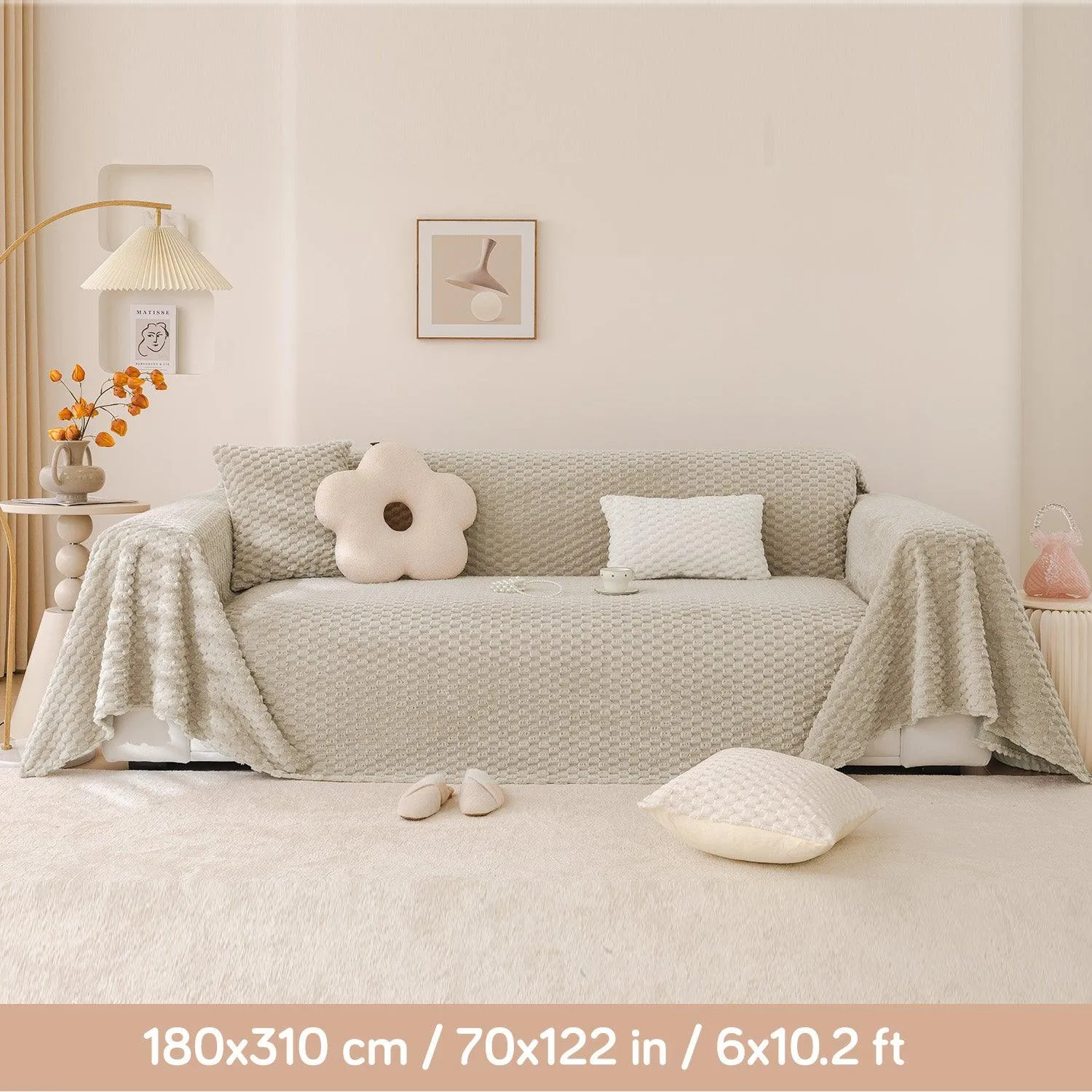 Luxury Rabbit Plush Sofa Blanket Throw, Sand Brown