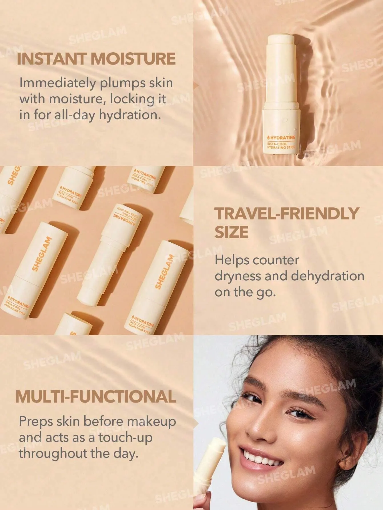 SHEGLAM Hydrating Stick Portable Moisturizing Balm Stick Hydrating Makeup Primer Face Skin Care Black Friday Winter Gifts Moisturizer